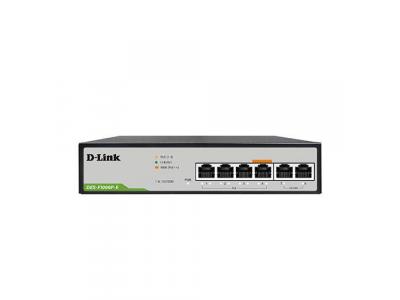 250M 6-Port 10/100 Switch with 4 PoE Ports and 2 Uplink Ports - DES-F1006P-E